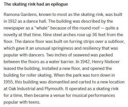 Reeds Lake Dance Pavillion (Ramona Park) - 2019 Mlive Article Mentioning Dance Hall (newer photo)